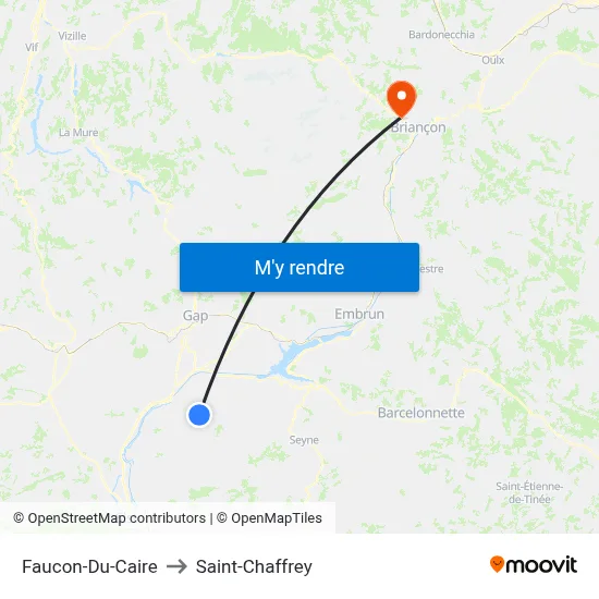 Faucon-Du-Caire to Saint-Chaffrey map