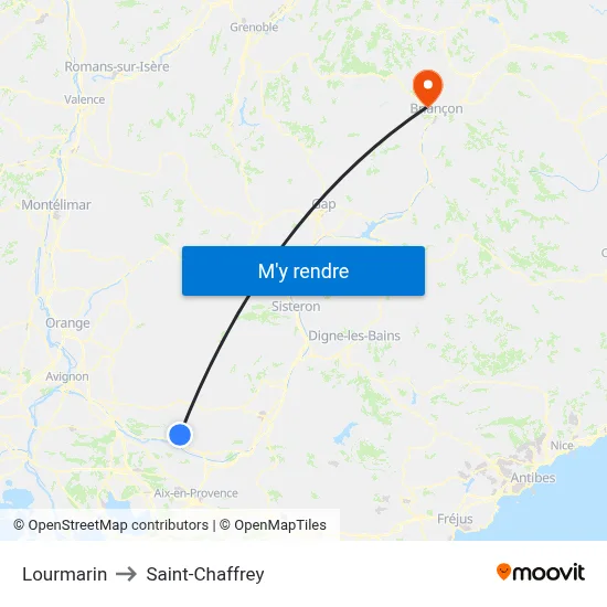 Lourmarin to Saint-Chaffrey map