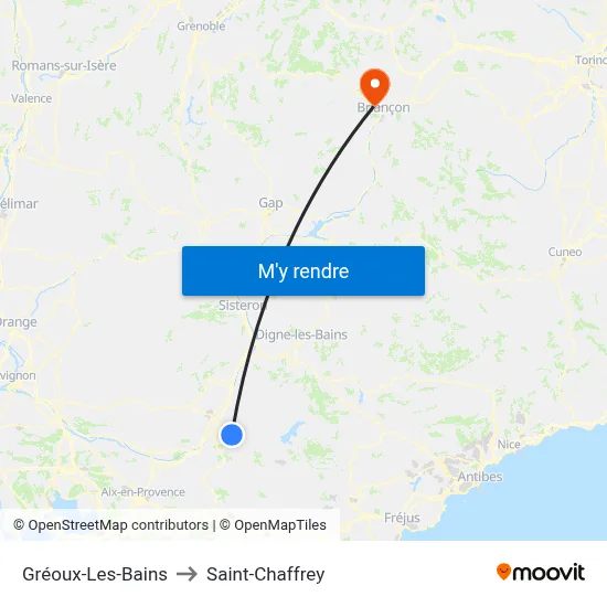 Gréoux-Les-Bains to Saint-Chaffrey map