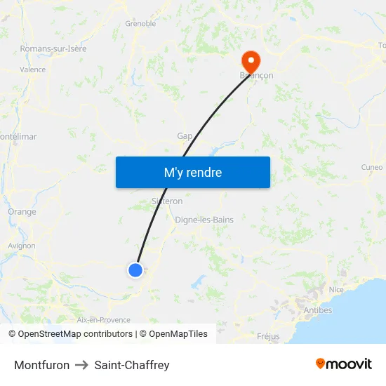 Montfuron to Saint-Chaffrey map