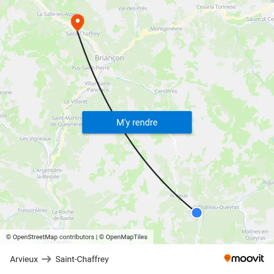 Arvieux to Saint-Chaffrey map