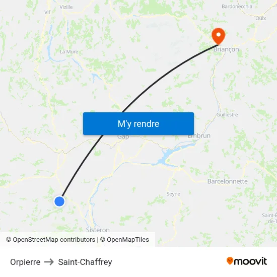 Orpierre to Saint-Chaffrey map