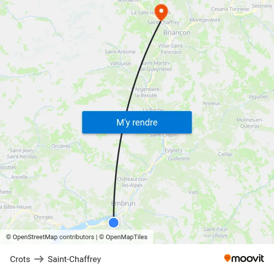 Crots to Saint-Chaffrey map