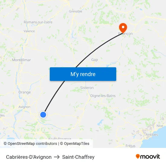 Cabrières-D'Avignon to Saint-Chaffrey map