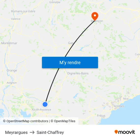 Meyrargues to Saint-Chaffrey map