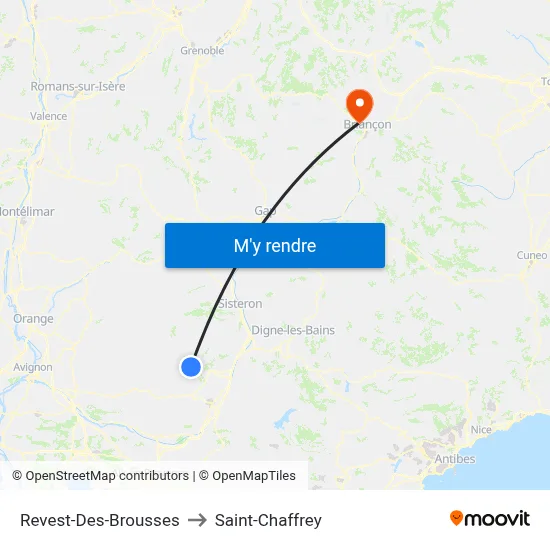 Revest-Des-Brousses to Saint-Chaffrey map