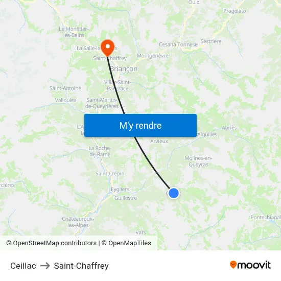 Ceillac to Saint-Chaffrey map
