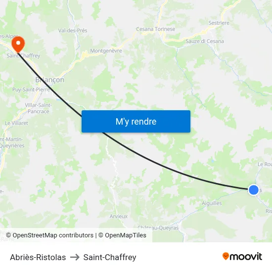 Abriès-Ristolas to Saint-Chaffrey map