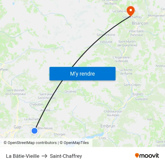 La Bâtie-Vieille to Saint-Chaffrey map