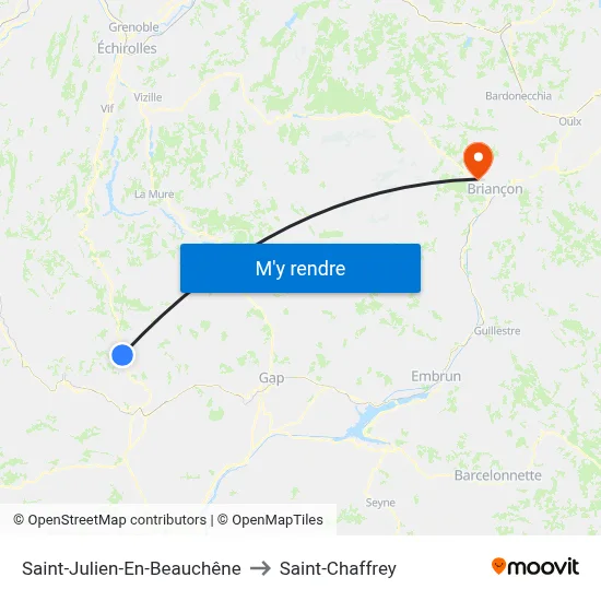 Saint-Julien-En-Beauchêne to Saint-Chaffrey map