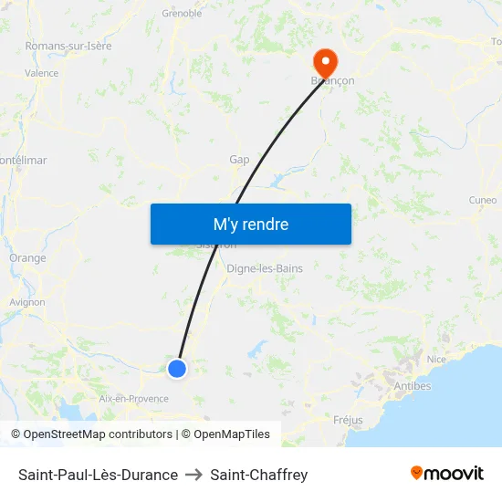 Saint-Paul-Lès-Durance to Saint-Chaffrey map