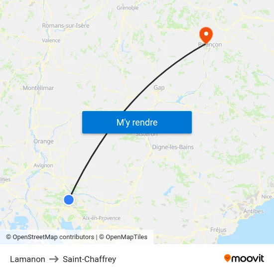 Lamanon to Saint-Chaffrey map