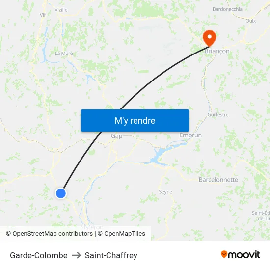 Garde-Colombe to Saint-Chaffrey map