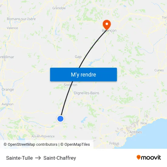 Sainte-Tulle to Saint-Chaffrey map