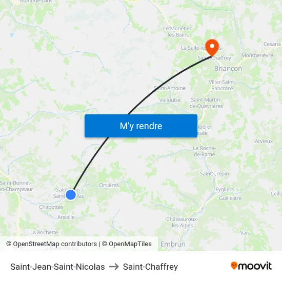 Saint-Jean-Saint-Nicolas to Saint-Chaffrey map