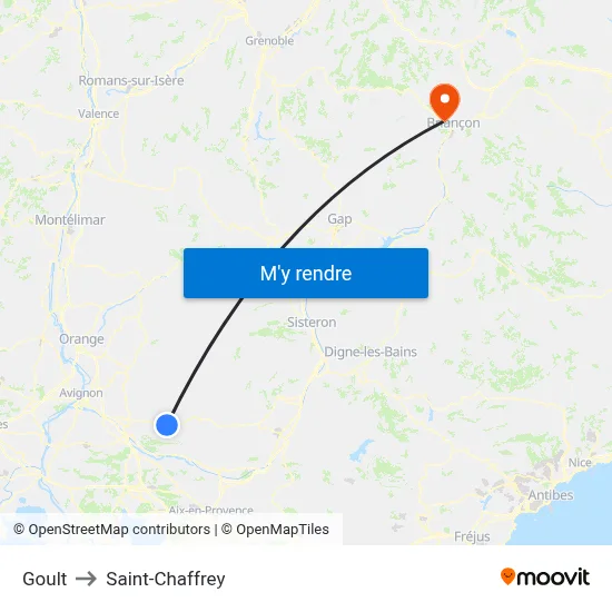 Goult to Saint-Chaffrey map