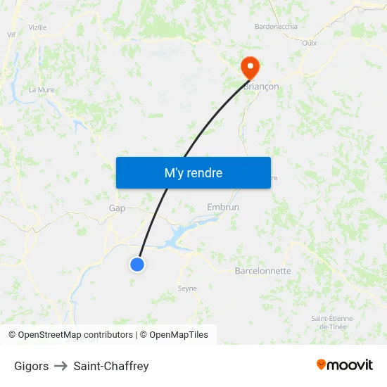 Gigors to Saint-Chaffrey map