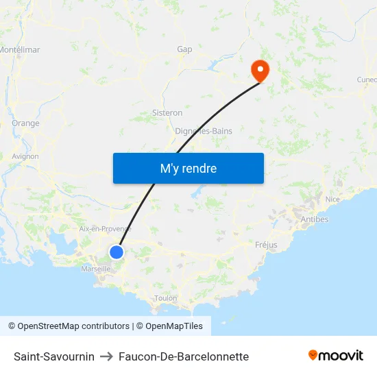 Saint-Savournin to Faucon-De-Barcelonnette map