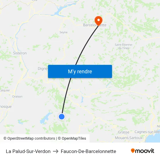 La Palud-Sur-Verdon to Faucon-De-Barcelonnette map
