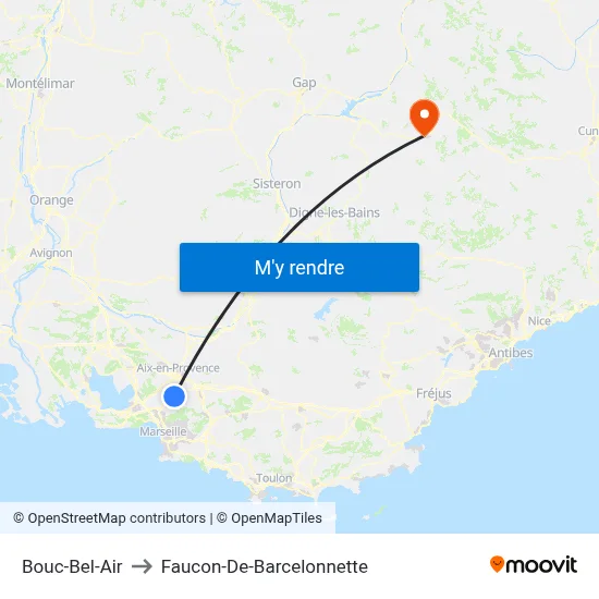 Bouc-Bel-Air to Faucon-De-Barcelonnette map