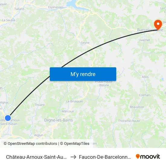 Château-Arnoux-Saint-Auban to Faucon-De-Barcelonnette map