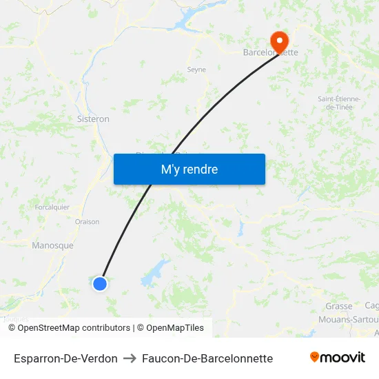 Esparron-De-Verdon to Faucon-De-Barcelonnette map