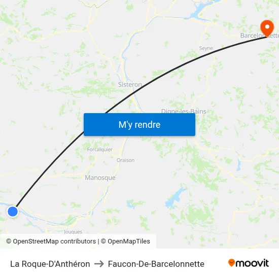 La Roque-D'Anthéron to Faucon-De-Barcelonnette map