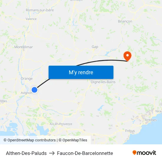Althen-Des-Paluds to Faucon-De-Barcelonnette map
