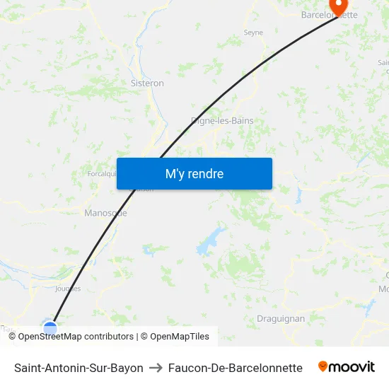 Saint-Antonin-Sur-Bayon to Faucon-De-Barcelonnette map