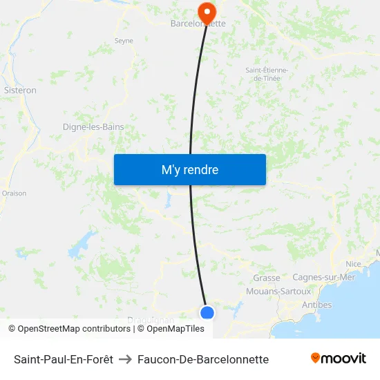 Saint-Paul-En-Forêt to Faucon-De-Barcelonnette map