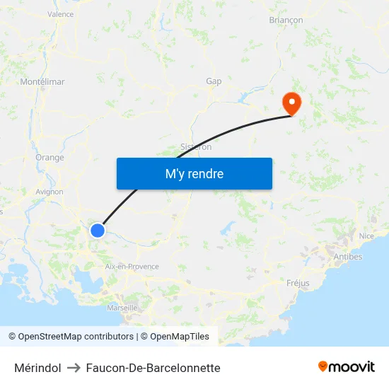 Mérindol to Faucon-De-Barcelonnette map
