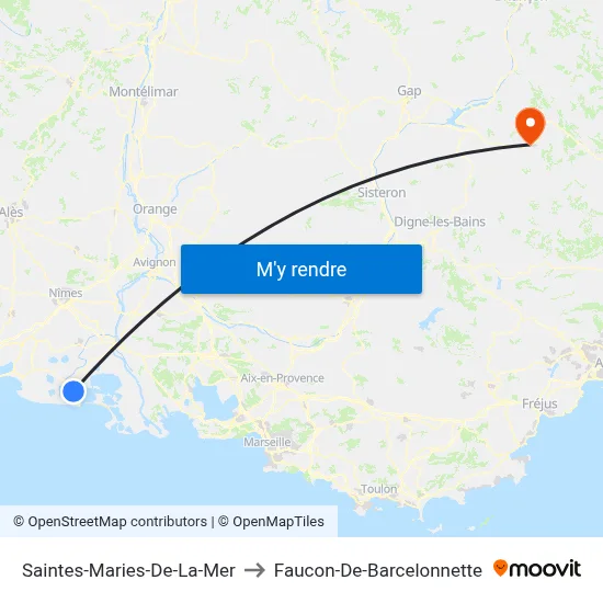 Saintes-Maries-De-La-Mer to Faucon-De-Barcelonnette map
