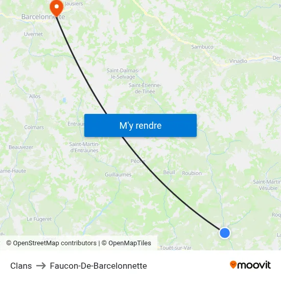 Clans to Faucon-De-Barcelonnette map
