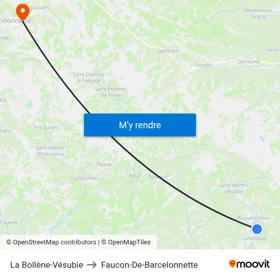 La Bollène-Vésubie to Faucon-De-Barcelonnette map