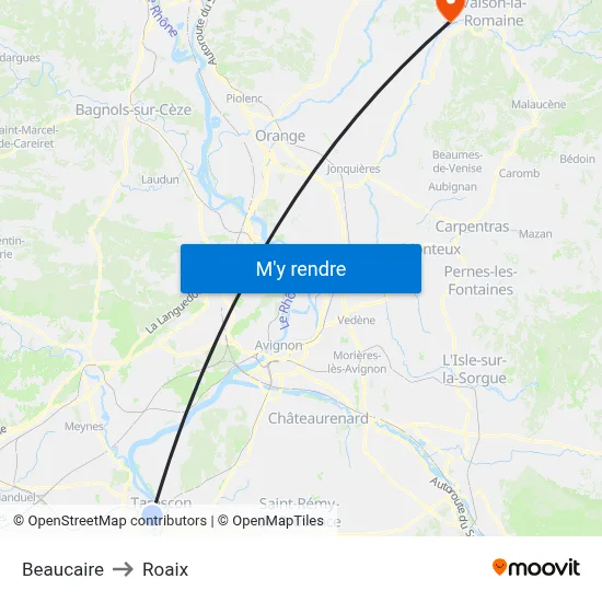 Beaucaire to Roaix map