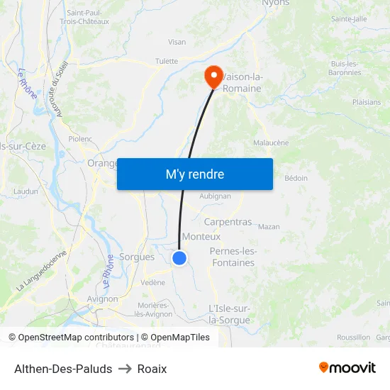 Althen-Des-Paluds to Roaix map
