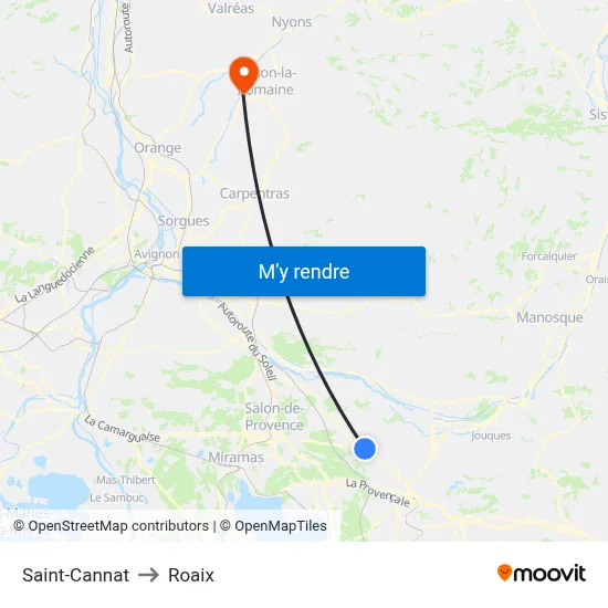 Saint-Cannat to Roaix map