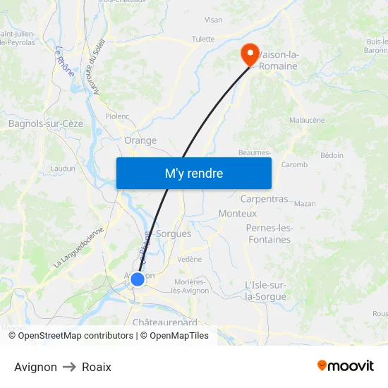 Avignon to Roaix map