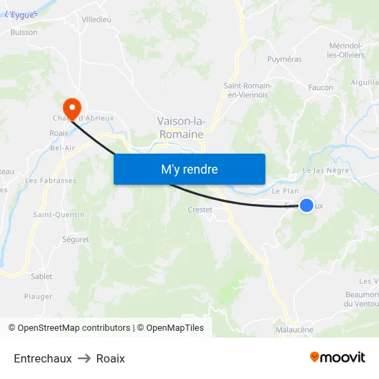 Entrechaux to Roaix map
