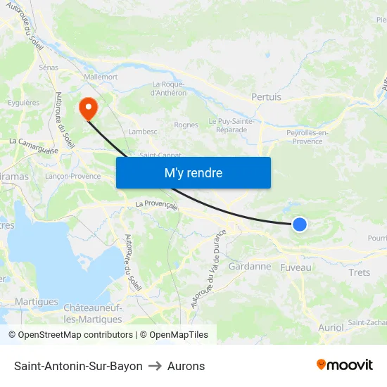 Saint-Antonin-Sur-Bayon to Aurons map