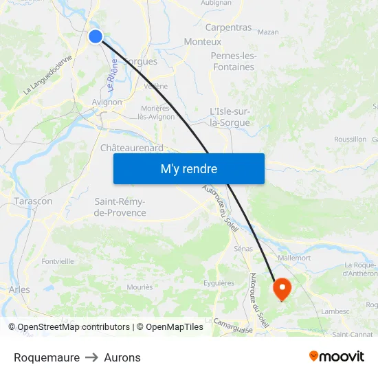Roquemaure to Aurons map