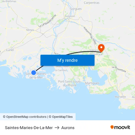 Saintes-Maries-De-La-Mer to Aurons map