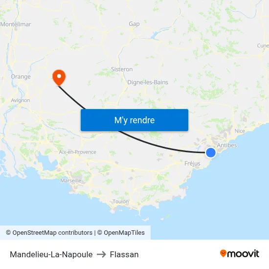 Mandelieu-La-Napoule to Flassan map