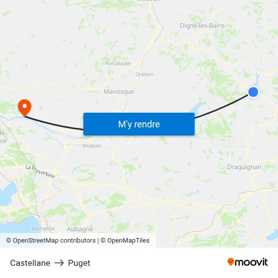 Castellane to Puget map