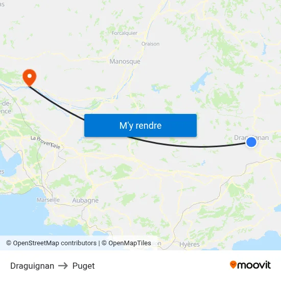 Draguignan to Puget map