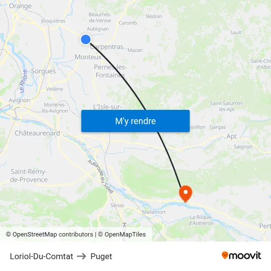 Loriol-Du-Comtat to Puget map