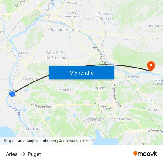 Arles to Puget map