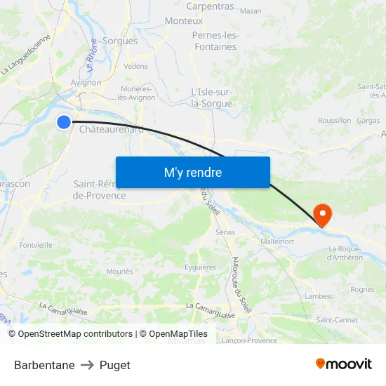 Barbentane to Puget map