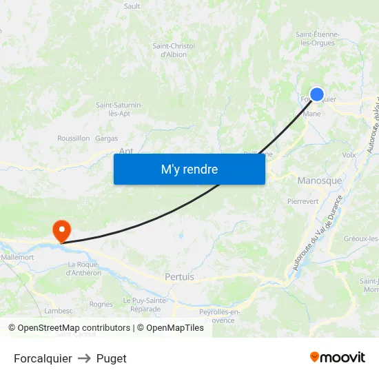 Forcalquier to Puget map