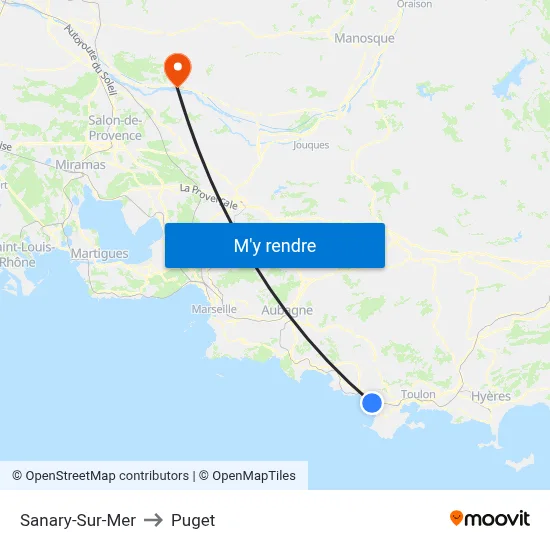 Sanary-Sur-Mer to Puget map